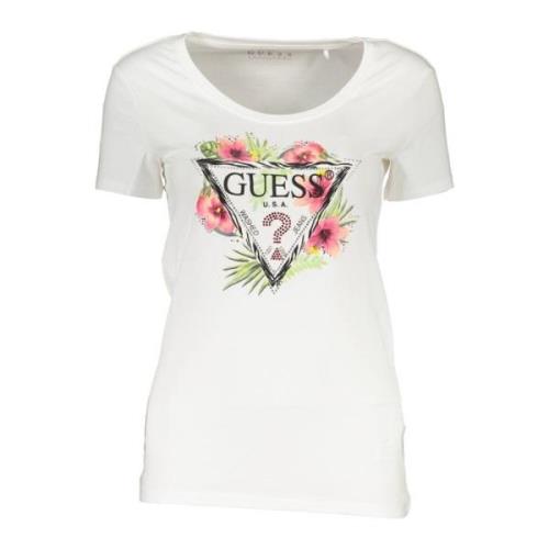 Guess Vita Bomullstopp & T-shirt med Tryck White, Dam