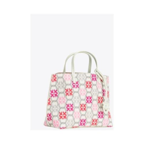 Pinko Multifärgad Love Birds Monogram Shopper Väska Multicolor, Dam