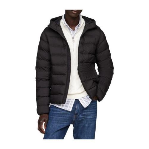 Tommy Hilfiger Svart huva mellanviktig dunjacka Black, Herr