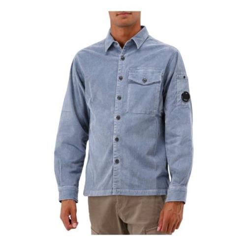 C.p. Company Blå Corduroy Knappad Overshirt Blue, Herr