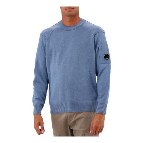 C.p. Company Blå Ull Crew Neck Stickad Tröja Blue, Herr