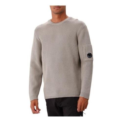 C.p. Company Vintage Khaki Ribbad Crew Neck Tröja Green, Herr