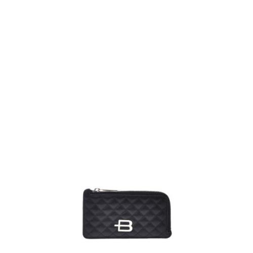 Baldinini Wallet in black quilted leather leather Black, Dam