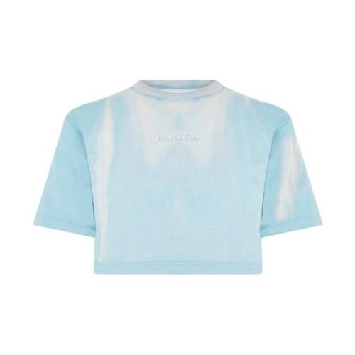 Off White Grön Tvättlogotyp Crop T-shirt Green, Dam