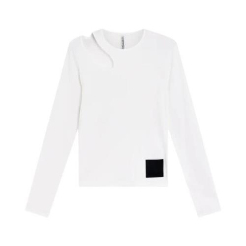 Liviana Conti Räfflad Bomull Vit Cropped Topp White, Dam