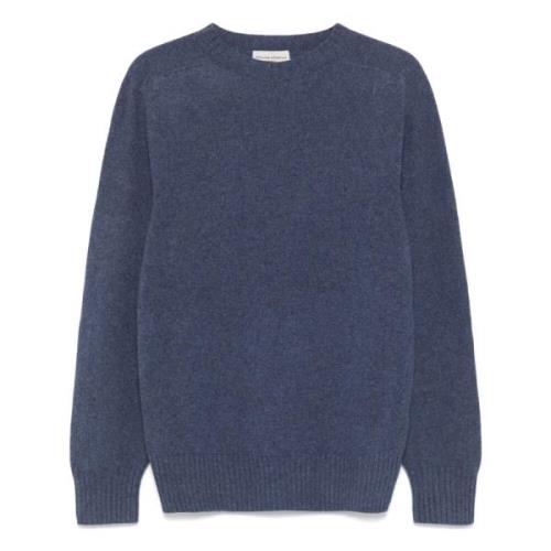 Officine Générale Ull Crew-neck Stickat Blue, Herr