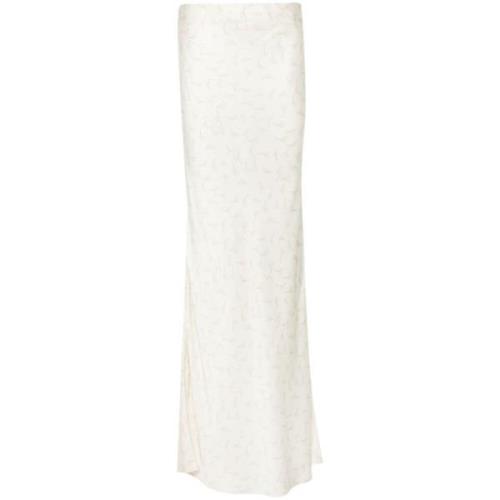 Rotate Birger Christensen Satin Maxi Kjol Multi Style White, Dam