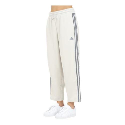 Adidas Essentials 3-Stripes Open Hem Fleece Byxor Beige, Dam