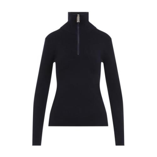 Victoria Beckham Blå Turtleneck Stickad Tröja Aw24 Blue, Dam