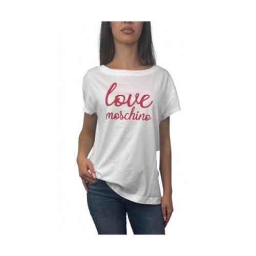 Love Moschino Vit T-shirt med framptryck White, Dam