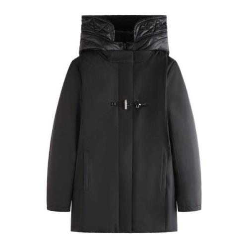 Tod's Svart Toggle Coat i Gabardin Black, Dam