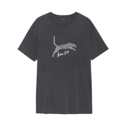 Anine Bing Leopardmönstrad Walker Tee Black, Dam