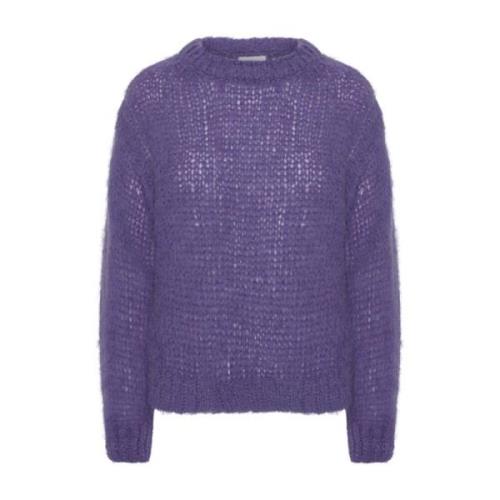 American Dreams Mjuk Alpacka Pullover i Violett Purple, Dam