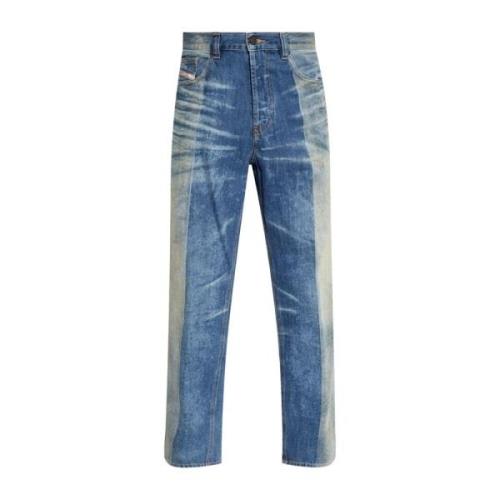 Diesel Indigo Blå Distressed Bomull Byxor Blue, Herr