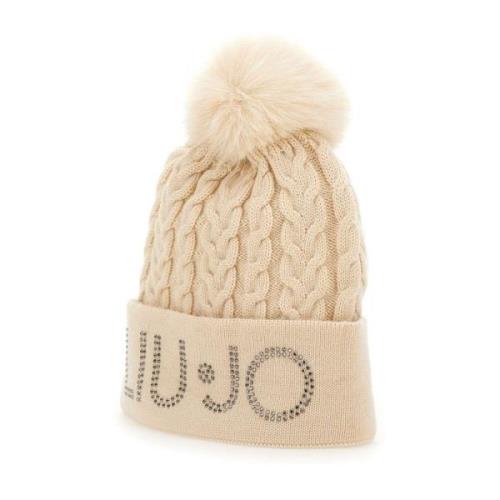 Liu Jo Pom-Pom Stickad Beige Mössa Beige, Dam