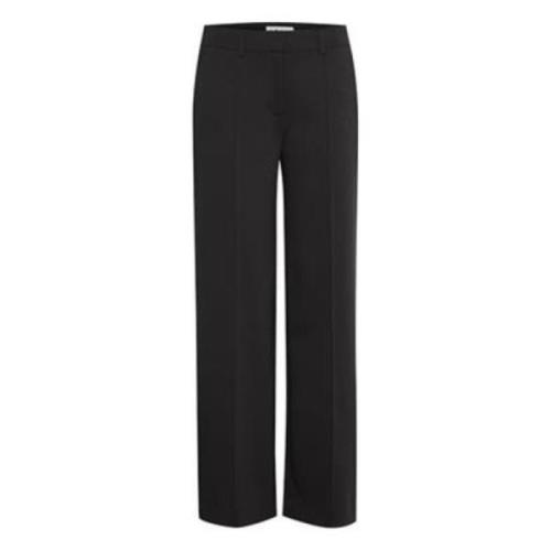 Ichi Casual stickade byxor för vardagsbruk Black, Dam