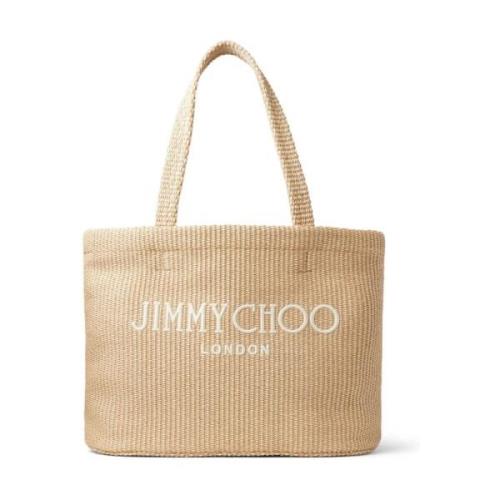 Jimmy Choo Beige Raffia Flätad Design Toteväska Beige, Dam