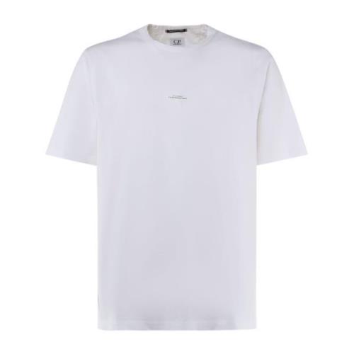 C.p. Company Svart bomullst-shirt med rund krage White, Herr