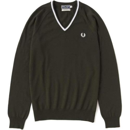 Fred Perry Merino Tipped V-Neck Jumper Green Green, Herr