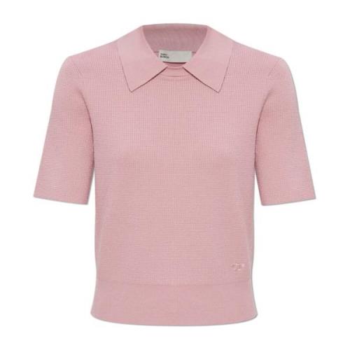 Tory Burch Topp med broderat logotyp Pink, Dam