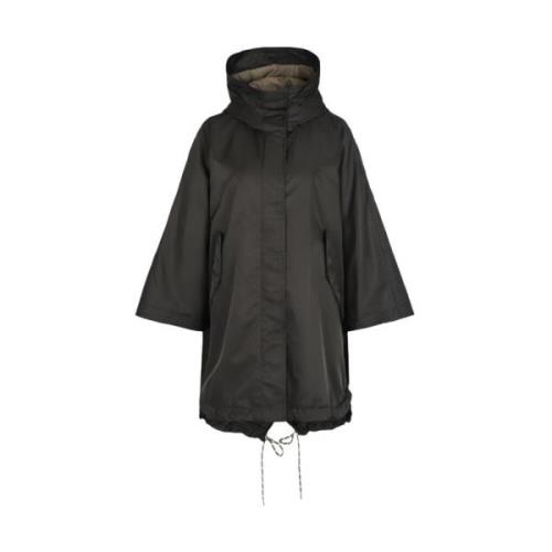 Bazar Deluxe Svart Cape Jacka med Huva Green, Dam