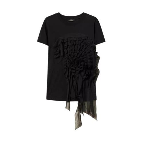 Twinset Rynkad Crepon T-shirt Black, Dam