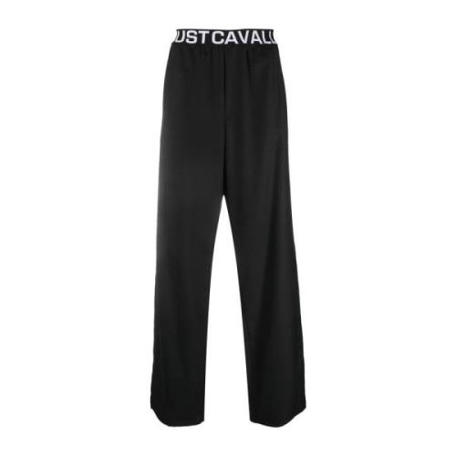 Just Cavalli Leather Trousers Black, Herr