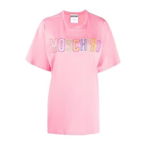 Moschino Multifärgad broderad logga rosa skjorta Pink, Dam