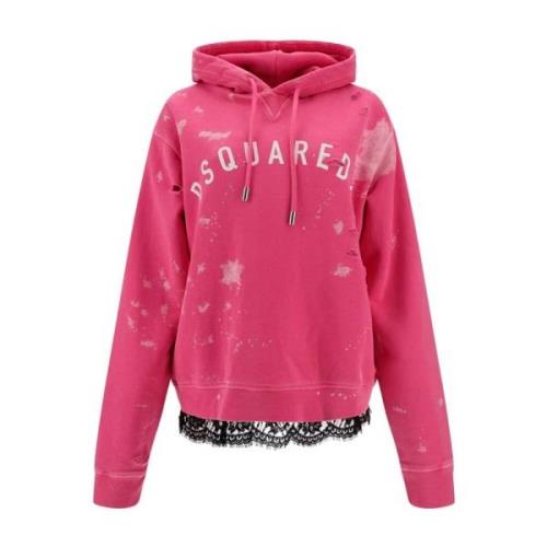 Dsquared2 Tryckt Logga Hoodie Pink, Dam