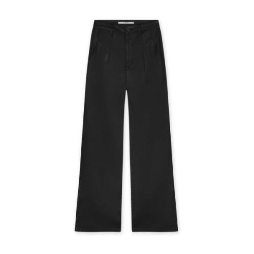 Homage Svart Flowy Coated Plisserad Jeans Black, Dam