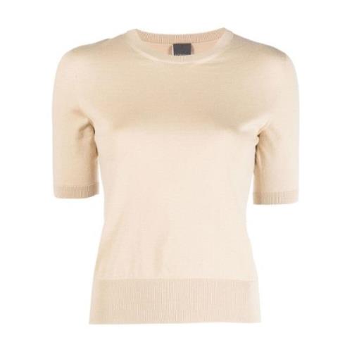 Lorena Antoniazzi Beige Stickad T-shirt med korta ärmar Beige, Dam