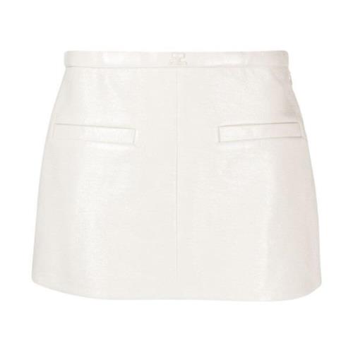 Courrèges Heritage A-Line Vinyl Mini Kjol White, Dam