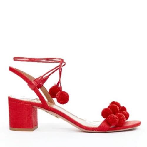 Aquazzura Pre-owned Pre-owned Raffia klackskor Red, Dam