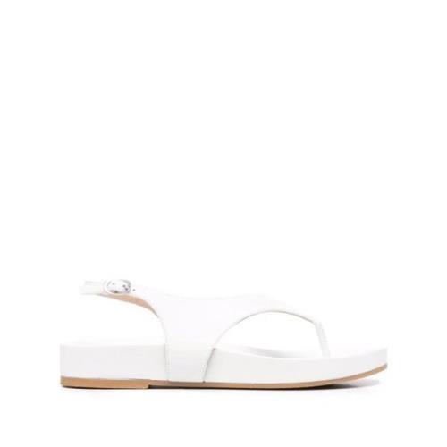 Stuart Weitzman Vit läder tåsandaler White, Dam