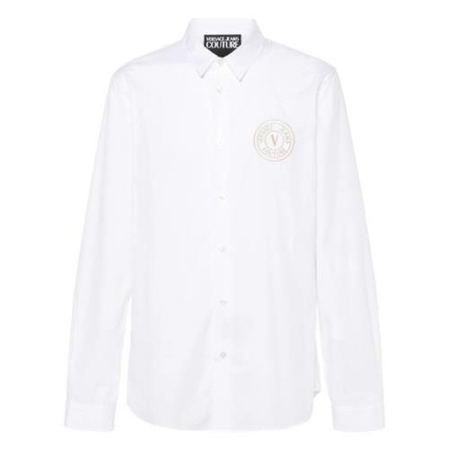 Versace Jeans Couture Vit Långärmad Poplin Skjorta White, Herr