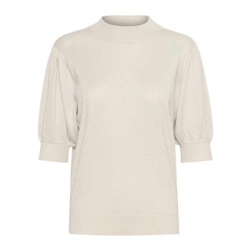 Kaffe Feminin Turtleneck Pullover Tröja Sand Dollar Beige, Dam