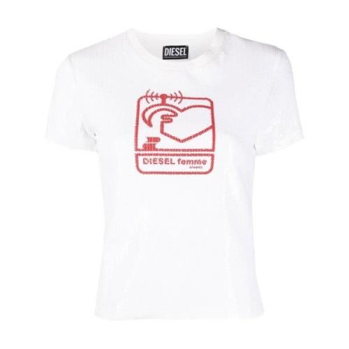 Diesel Casual kortärmad vit bomull T-shirt White, Dam