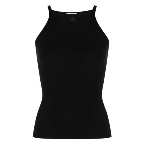 Courrèges Svart Milano Stickad Tanktop Black, Dam