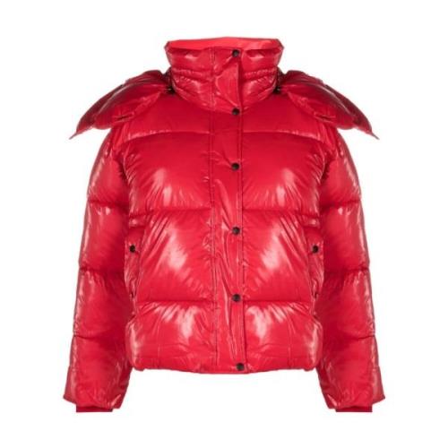 Calvin Klein Jeans Röd bred pufferjacka Red, Dam