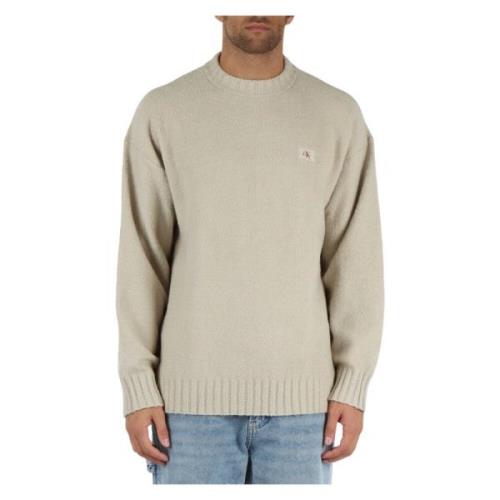 Calvin Klein Jeans Bouclè Bomull Crewneck Tröja Beige, Herr