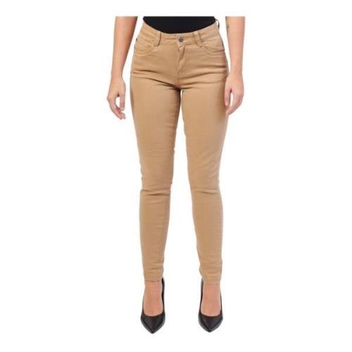 Silvian Heach Beige Skinny Jeans med Medium Midja Beige, Dam