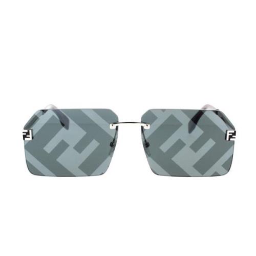 Fendi Fyrkantig Glamour Solglasögon med Röklins Gray, Unisex