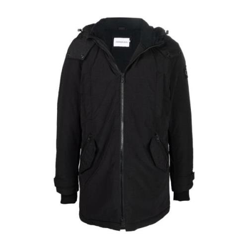 Calvin Klein Jeans Svart Sherpa Fodrad Lång Parka Jacka Black, Herr