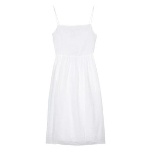 Tommy Hilfiger Vit Linne Midi Slip Klänning White, Dam