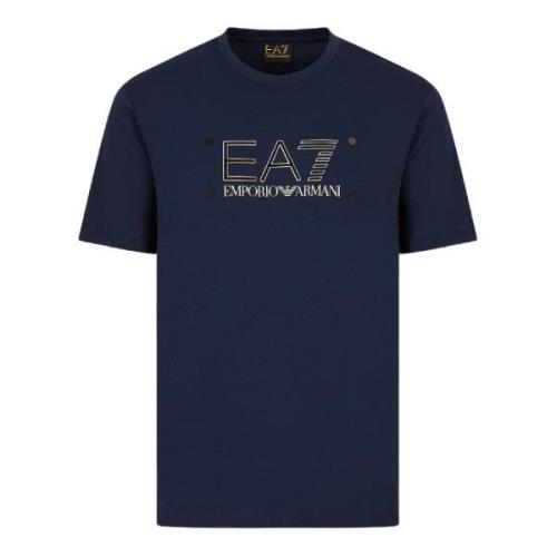 Emporio Armani EA7 Kortärmad Blå Logotyp T-shirt Blue, Herr