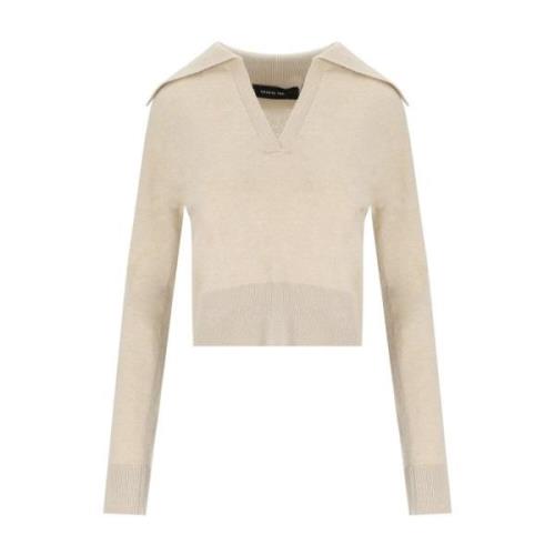 Federica Tosi Smör Polo Jumper med V-ringning Beige, Dam