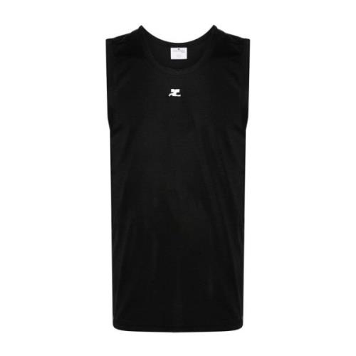 Courrèges Svart Ribbstickad Tanktopp Black, Dam