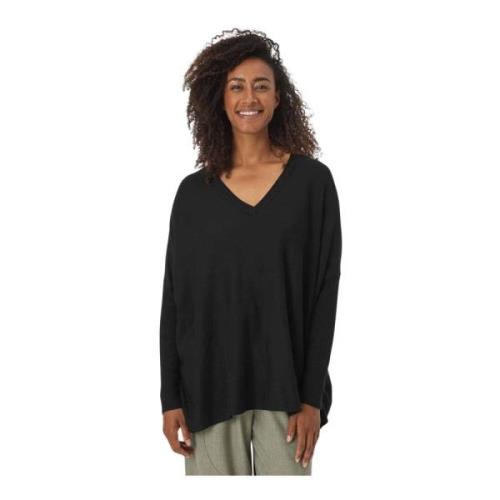 Masai Oversized Svart Topp med V-Ringning Black, Dam