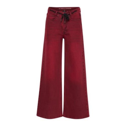 My Essential Wardrobe Wid Leg Burgundy Red Wash Byxor Red, Dam