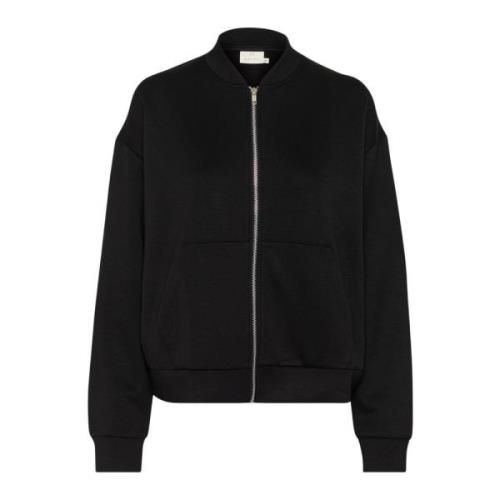 Kaffe Svart Deep Sweatjacket med Dragkedja Black, Dam